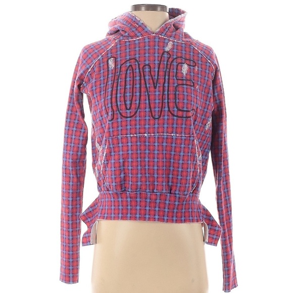 Frank & Eileen Plaid Distressed Love Limited Edition Tee Lab Pullover Hoodie XS - Picture 2 of 4